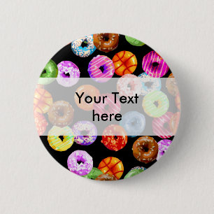 Doughnuts seamless pattern + your backgr. & ideas 2 inch round button