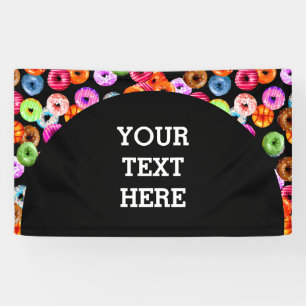 Doughnuts seamless pattern + your backgr. & ideas banner