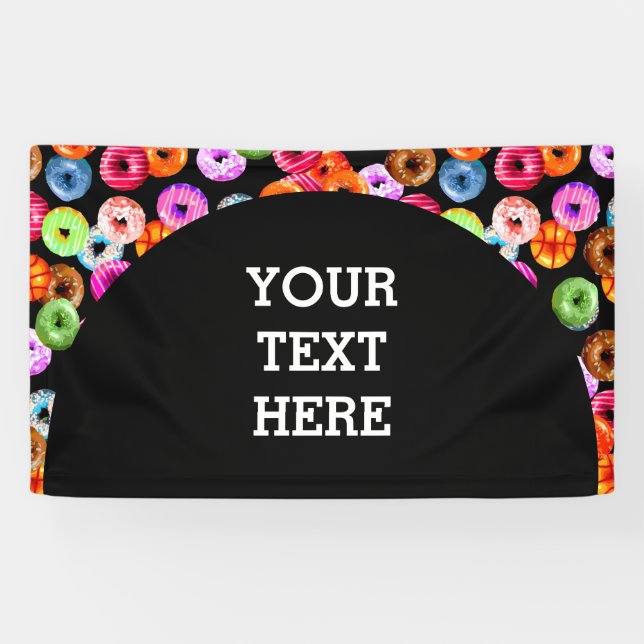 Doughnuts seamless pattern + your backgr. & ideas banner (Horizontal)