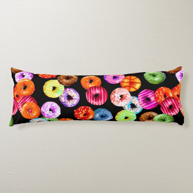 Doughnuts seamless pattern + your backgr. & ideas body pillow (Front)