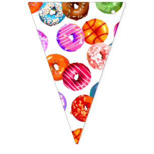 Doughnuts seamless pattern + your backgr. & ideas bunting flags