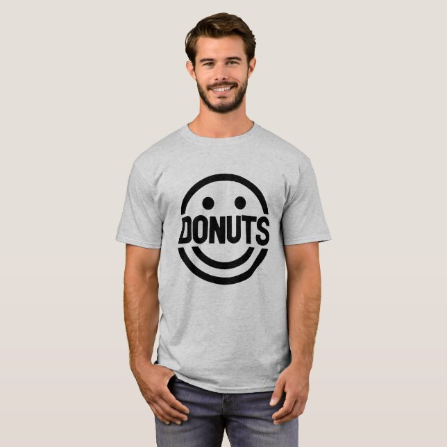Doughnuts Smile Face Black symbol Funny T-Shirt (Front Full)