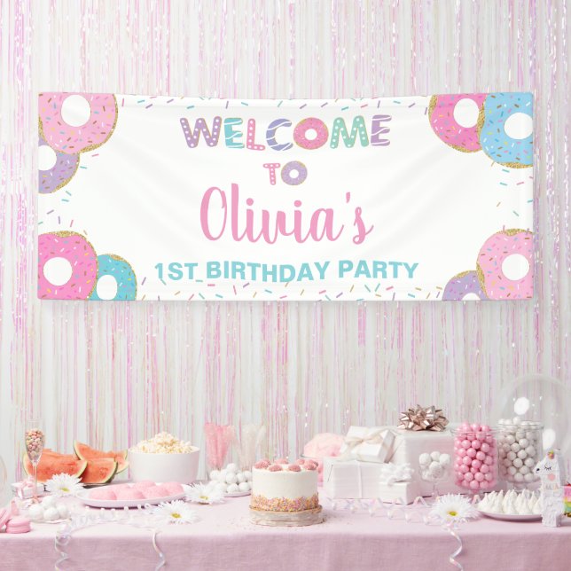 Doughnuts Sprinkles Birthday Baby Shower Backdrop  Banner (Party)