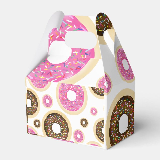 Doughnuts & Sprinkles Pink Brown Yummy Party Favou Favor Box (Front Side)