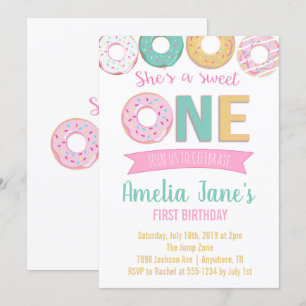 Doughnuts Sweet One First Birthday Invitation