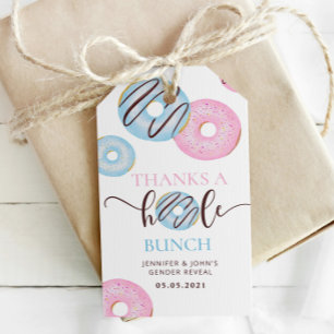 Doughnuts thanks a hole bunch gender reveal gift tags