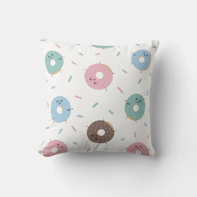 Doughnuts Throw Pillow (Front)