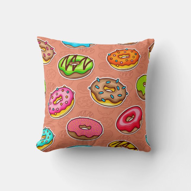 Doughnuts Throw Pillow (Front)