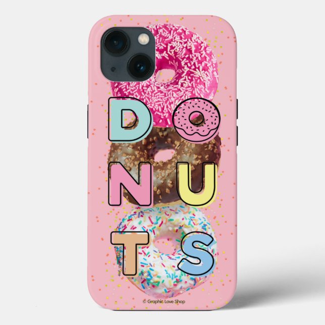 Doughnuts Typography design over Doughnut Backgrou Case-Mate iPhone Case (Back)