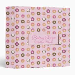 Doughnuts Vanilla Chocolate Pattern Baker Recipe Binder