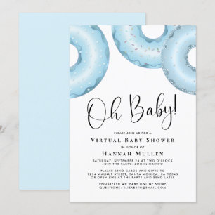 Doughnuts Virtual Baby Shower Blue Invitation