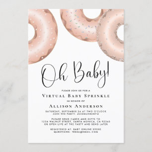 Doughnuts Virtual Baby Sprinkle Rose Gold Invitati Invitation