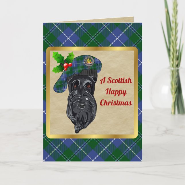 Douglas Badge & Tartan Personalized Xmas Card (Front)