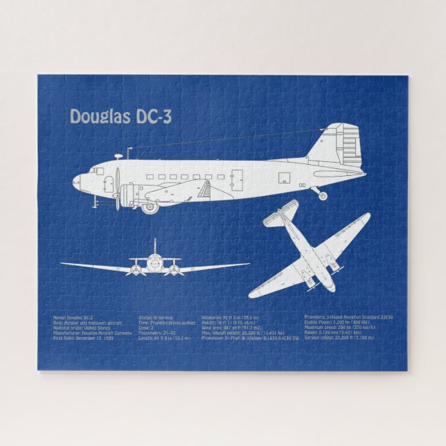 Douglas DC-3 - Airplane Blueprint Drawing Plan ABD Jigsaw Puzzle (Horizontal)