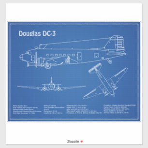 Douglas DC-3 - Airplane Blueprint Drawing Plans AD