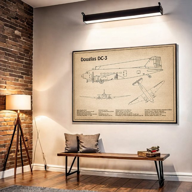 Douglas DC-3 - Airplane Blueprint Drawing Plans SD Poster (Creator Uploaded)