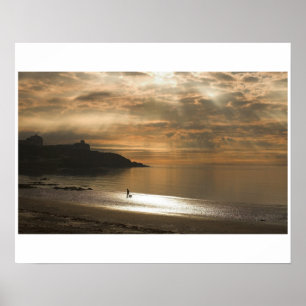 Douglas Dog Walker at Sunrise Poster