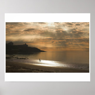 Douglas Dog Walker at Sunrise Poster