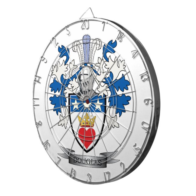 Douglas Family Crest Coat of Arms Dartboard (Front Right)