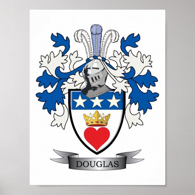 Douglas Family Crest Coat of Arms Poster (Front)