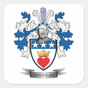 Douglas Family Crest Coat of Arms Square Sticker