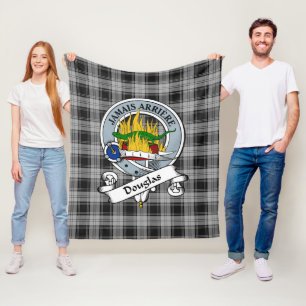 Douglas Grey Clan Badge Tartan Plaid Fleece Blanket