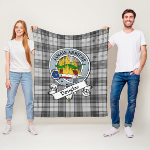 Douglas Grey Modern Clan Badge Tartan Plaid Fleece Blanket