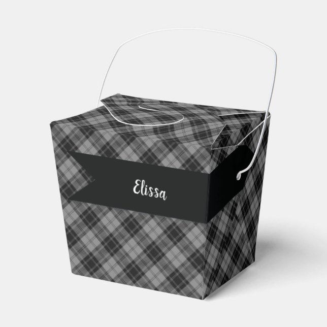 Douglas Grey Scottish Tartan Plaid Pattern Favor Box (Front Side)