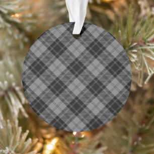 Douglas Grey Tartain Plaid Black Grey Ornament