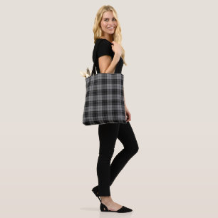 Douglas Grey Tartain Plaid Black Grey Tote Bag