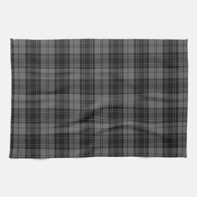 Douglas Grey Tartan Plaid Hand Towel (Horizontal)