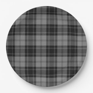 Douglas Grey Tartan Plaid Heritage Grey Paper Plate