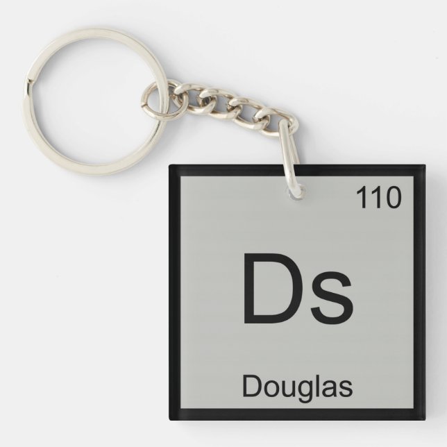 Douglas Name Chemistry Element Periodic Table Keychain (Front)