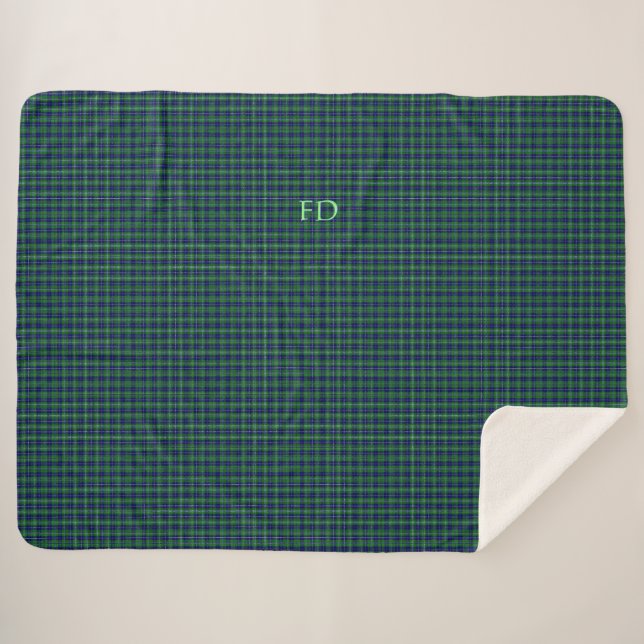 Douglas Official Tartan with monogram / name Sherpa Blanket (Front (Horizontal))