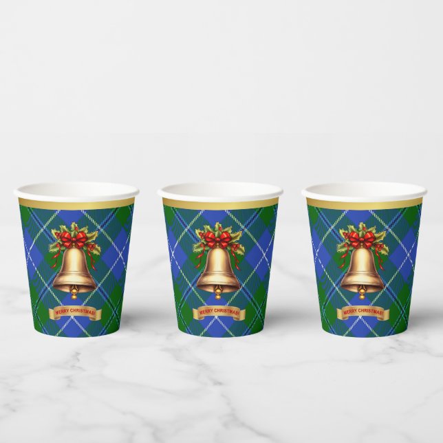 Douglas Personalized Tartan Christmas Paper Cups (Multi)