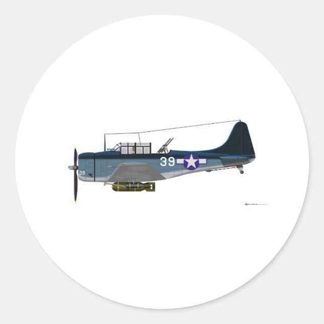 Douglas SBD-5 Dauntless Classic Round Sticker (Front)