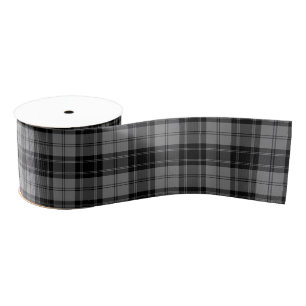 Douglas tartan black grey plaid grosgrain ribbon