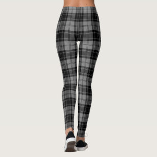 Douglas tartan black grey plaid leggings