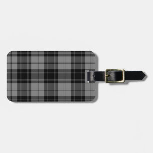 Douglas tartan black grey plaid luggage tag