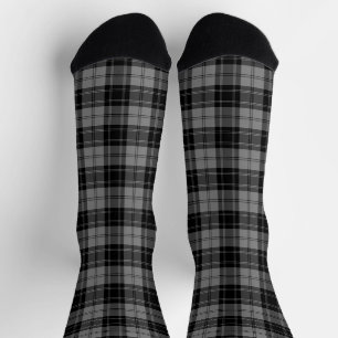 Douglas tartan black grey plaid socks