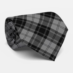 Douglas tartan black grey plaid tie