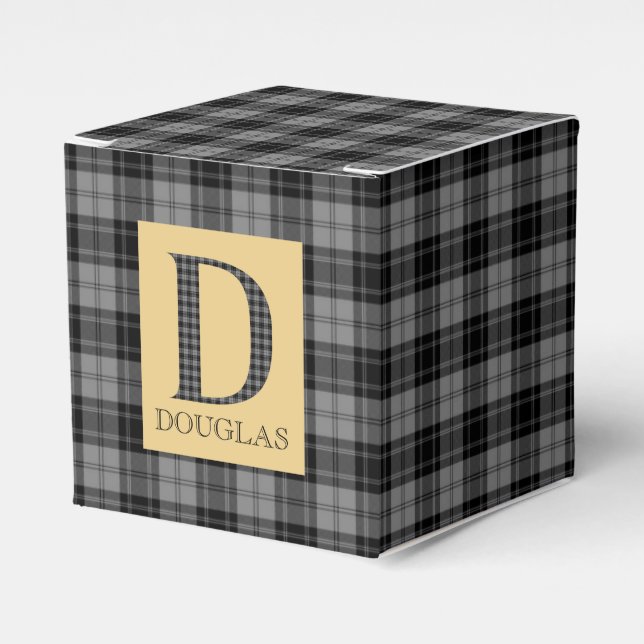 Douglas Tartan Monogram D  Favor Box (Front Side)