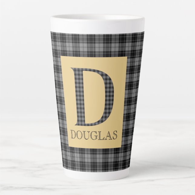 Douglas Tartan Monogram D  Latte Mug (Front)