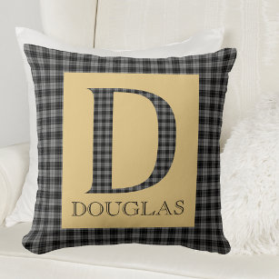 Douglas Tartan Monogram D  Throw Pillow
