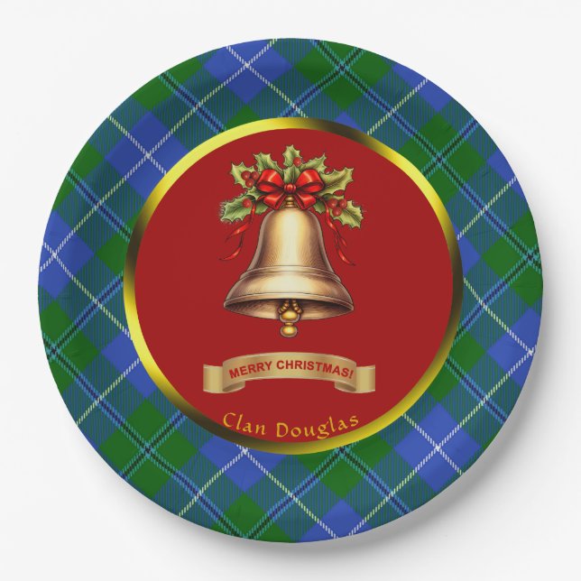 Douglas Tartan Personalized Christmas Paper Plate (Front)