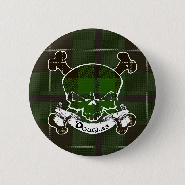 Douglas Tartan Skull Button (Front)