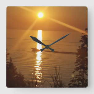 Doug's boat square wall clock