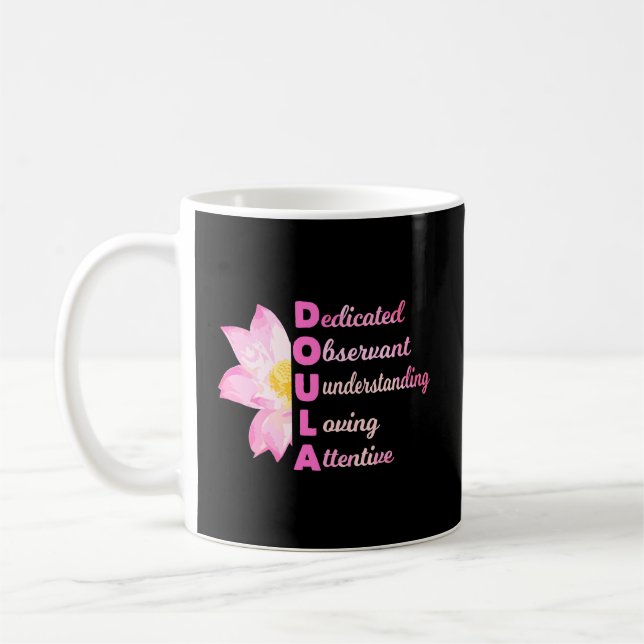 Doula Acronym Loving Midwife Pregnancy Coach Gift Coffee Mug (Left)