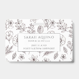 Doula Badge Hand Drawn Floral On White