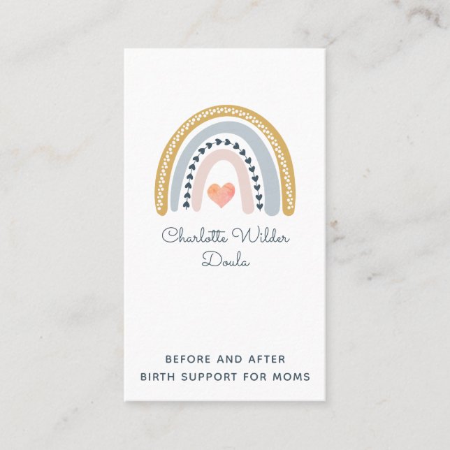 Doula Birth Coach Aquarelle Carte de visite arc-en (Devant)
